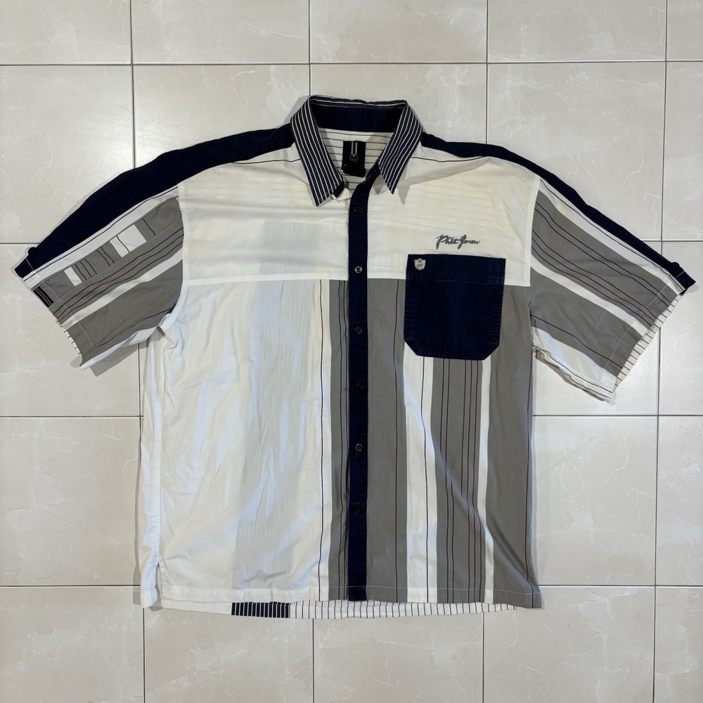Vintage Phat Farm Button Shirt Men's 3XL RARE 90s Striped NYC Wu Tang Y2K Skate